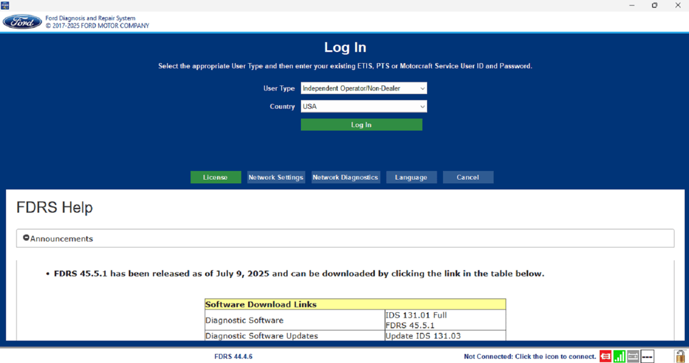 How to update Ford FDRS software