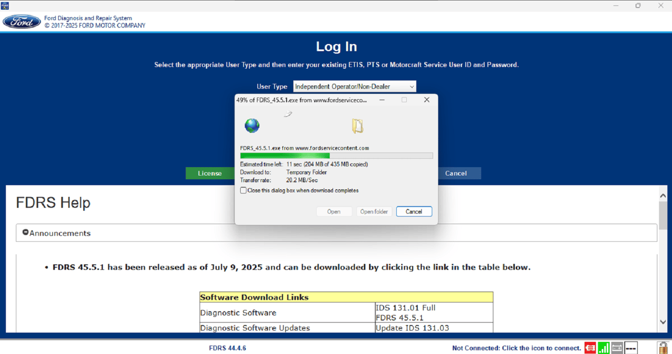 How to update Ford FDRS software